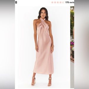 NWT Show Me Your Mumu Jasmine Halter Midi Dress - Rose Gold Luxe Satin
